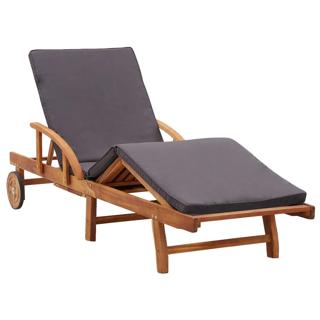 Lettino prendisole sedia a sdraio lettino prendisole letto da giardino mobili da esterno per patio con cuscino legno massello di acacia 02_0012347