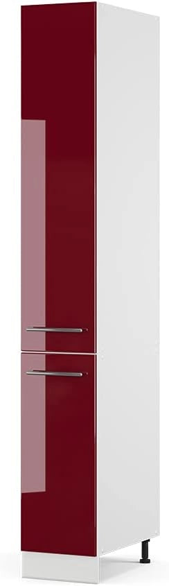 Mobile bagno alto Fame-Line, Rosso bordeaux lucido, 30 x 206.8 cm, per la conservazione di articoli da bagno e articoli per la casa