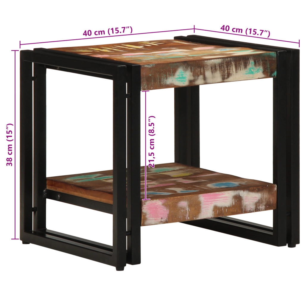Tavolino da caffÃ¨  Multicolore 40x50x38 cm in legno massello riciclato
