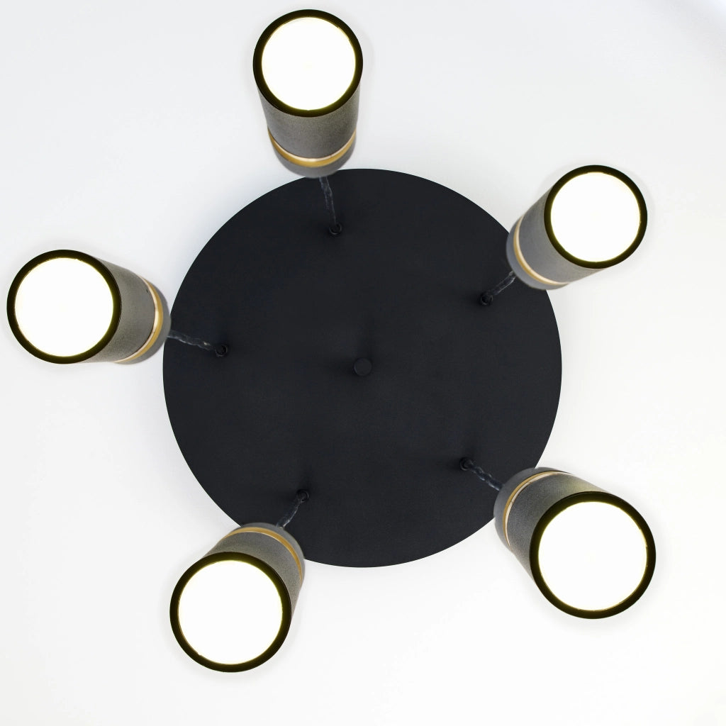 Lampadario moderno tondo Ø37 nero oro 5xGU10 Jupiter