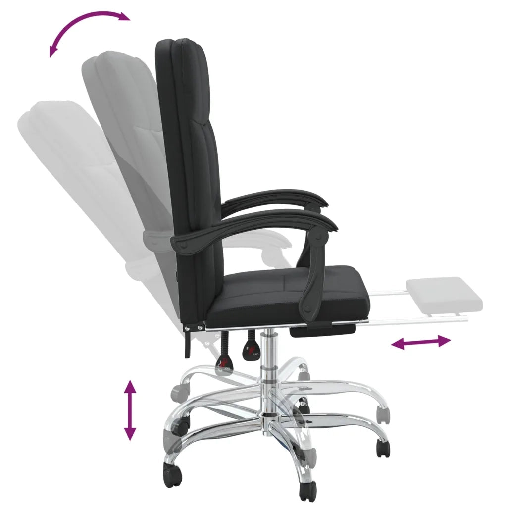 Poltrona da Ufficio Reclinabile Nera in Similpelle 349639