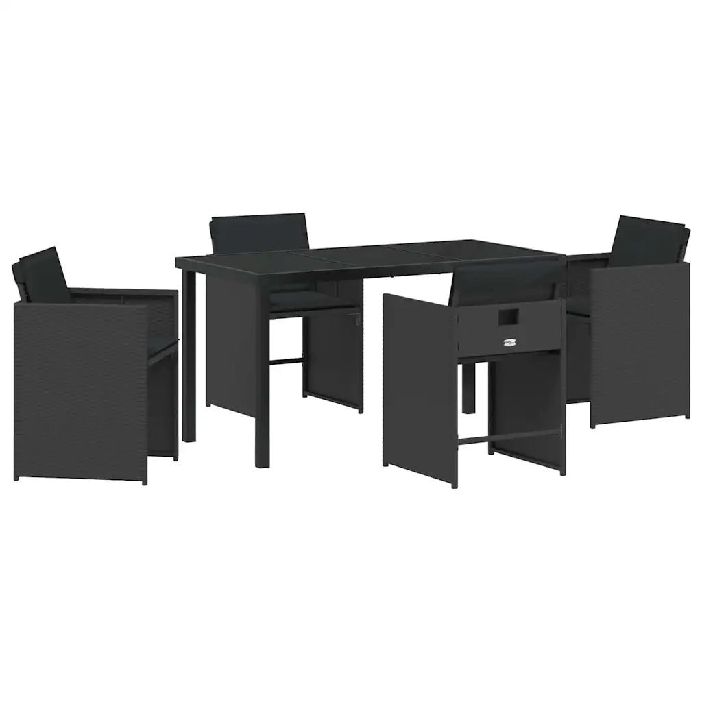 Set da Pranzo per Giardino 5 pcs Nero polyrattan 3380690