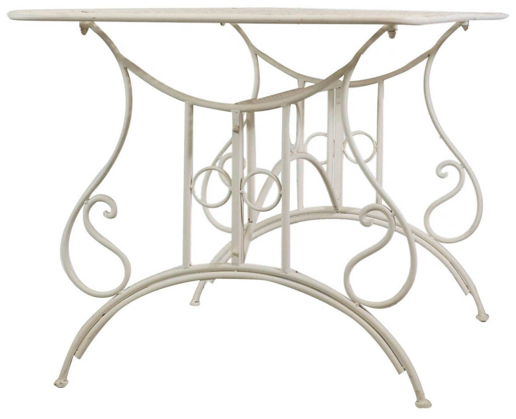 Biscottini Tavolo in ferro battuto smontabile finitura bianca anticata 150x80x77 cm