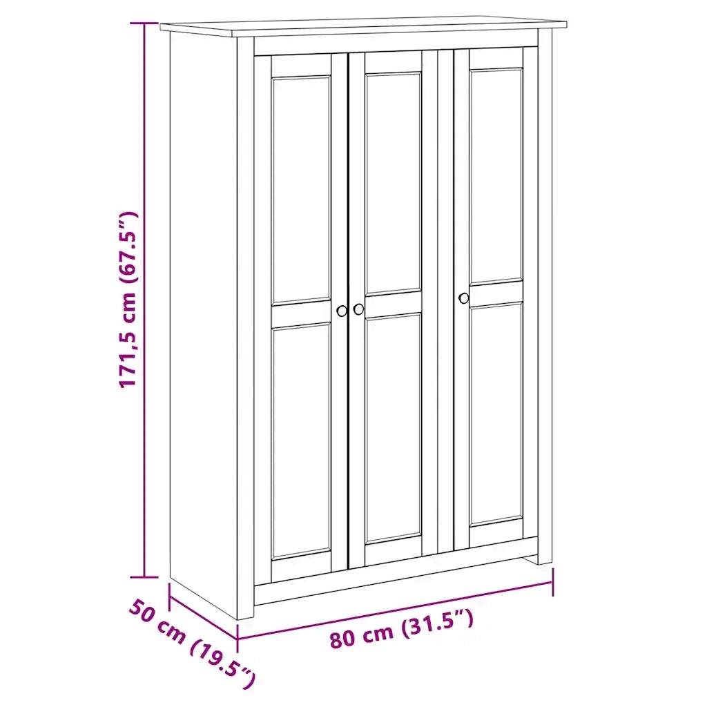 Armadio a 3 Ante Bianco 118x50x171,5cm in Pino Panama Range 282663