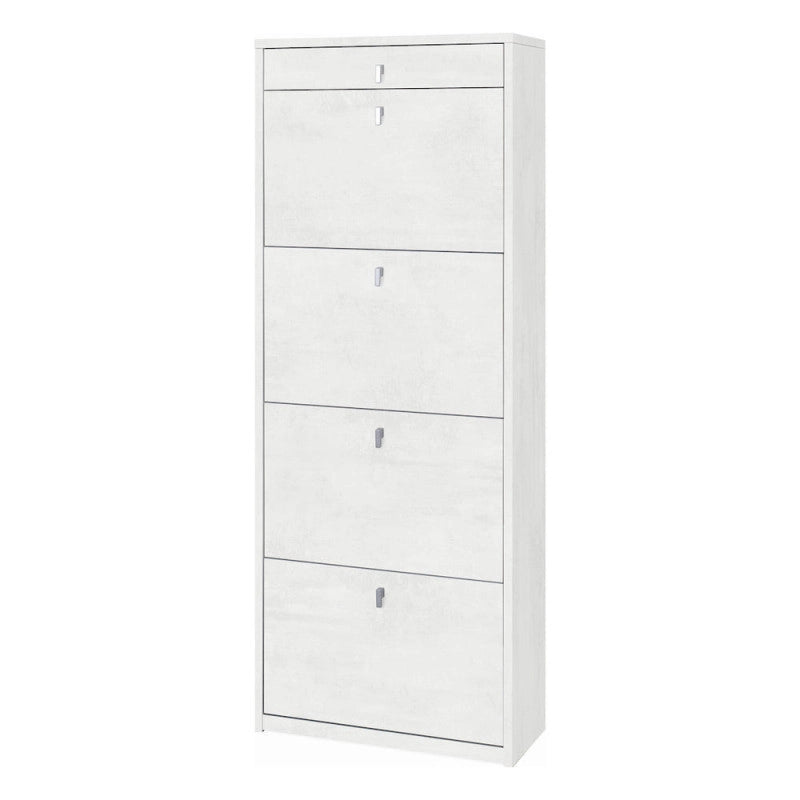 Scarpiera 4 Ante 1 Cassetto P29 Kit Ossido Bianco cm 63x29x164h - Sarmog