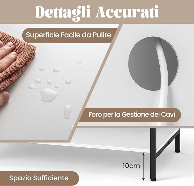 Supporto per Giradischi con Stazione di Ricarica, Credenza per Giradischi con Spazio per Album, Tavolino Porta-Vinili con Scaffali per CD per Soggiorno e Sala Musica (Bianco)