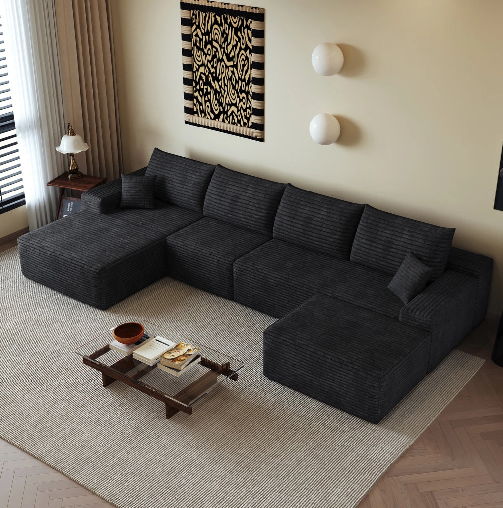 DIVANO 340x175x83 cm in Tessuto Nero