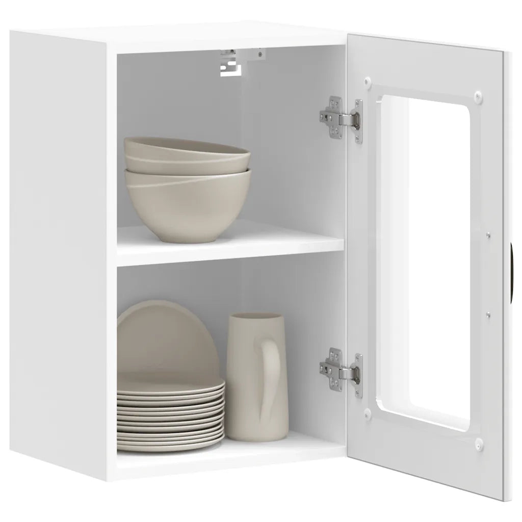 vidaXL Pensile da Cucina con Porta in Vetro Lucca Bianco