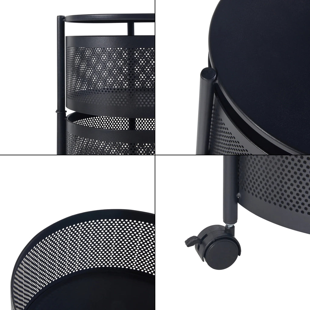 Carrello di servizio carrello da cucina/soggiorno unità di stoccaggio a 5 ripiani acciaio 90 x 33 cm nero 03_0009250