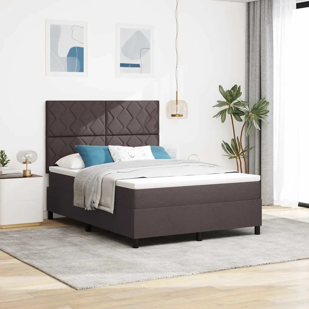 Letto a molle con materasso Marrone Scuro 160 x 200 cm Tessuto 3339479