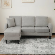 DIVANO ANGOLARE MODULARE 166x118x77 cm Grigio tessuto cotone-lino