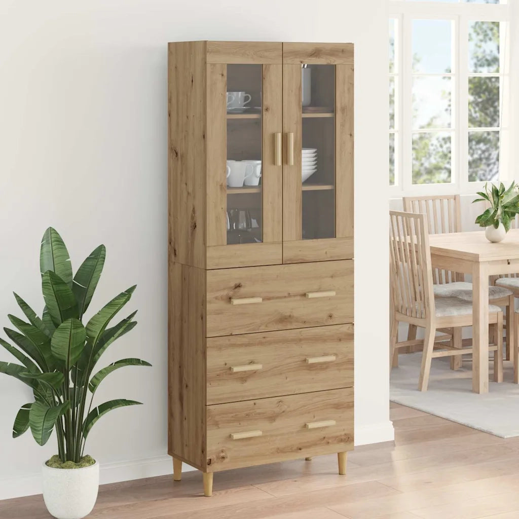 Credenza | Madia | Buffet da pranzo | Armadio da pranzo con cassetto Rovere artigianale 69,5 x 34 x 180 cm