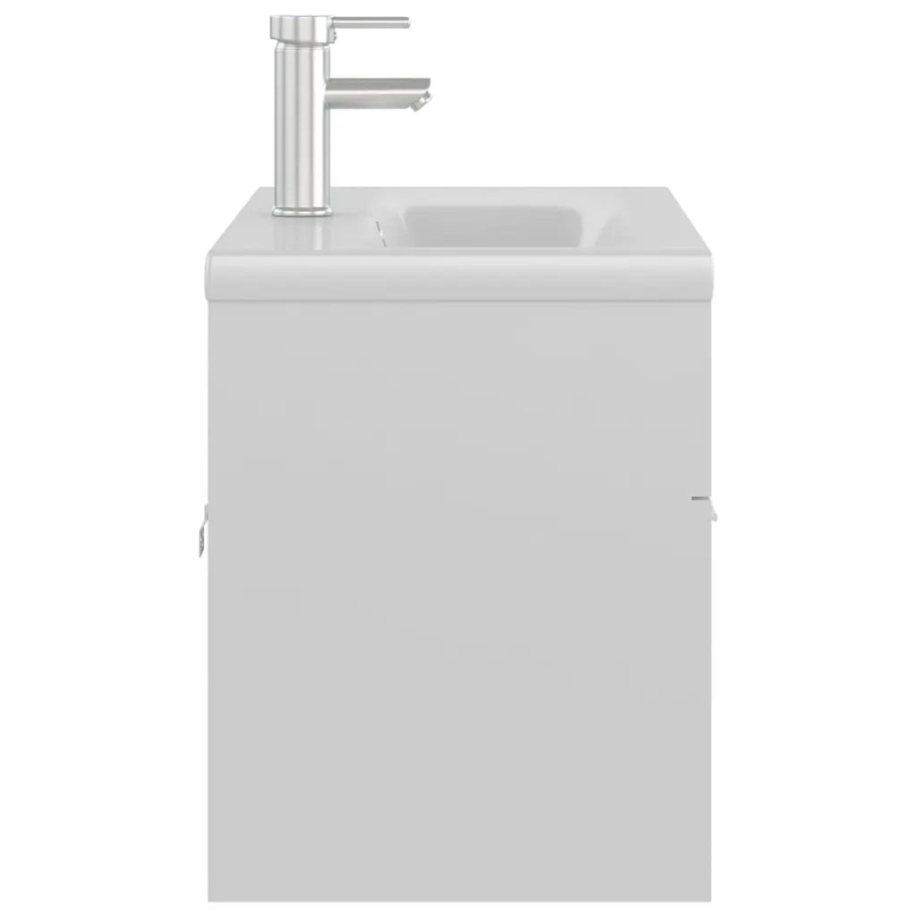 Mobile con Lavabo Integrato Bianco Lucido in Legno Multistrato 3071294
