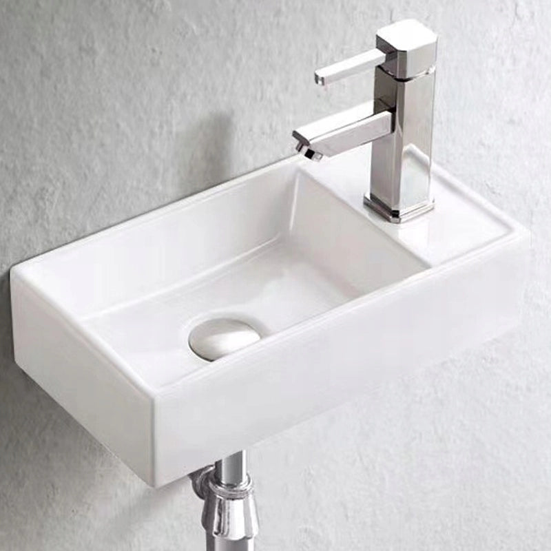 Lavabo rettangolare da appoggio in ceramica bianca 40x22 cm