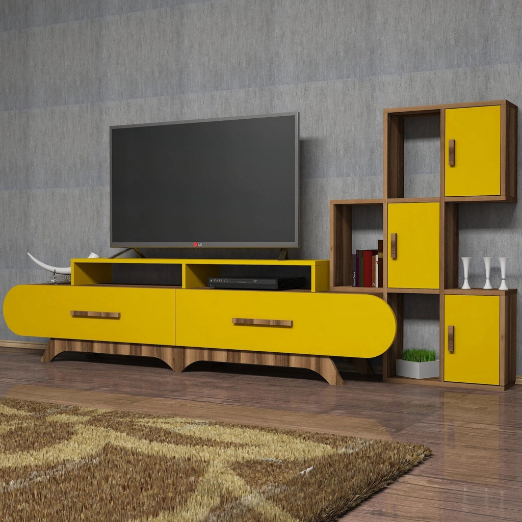 Mobile Soggiorno Serralta, Parete Attrezzata Modulabile, Marrone Noce