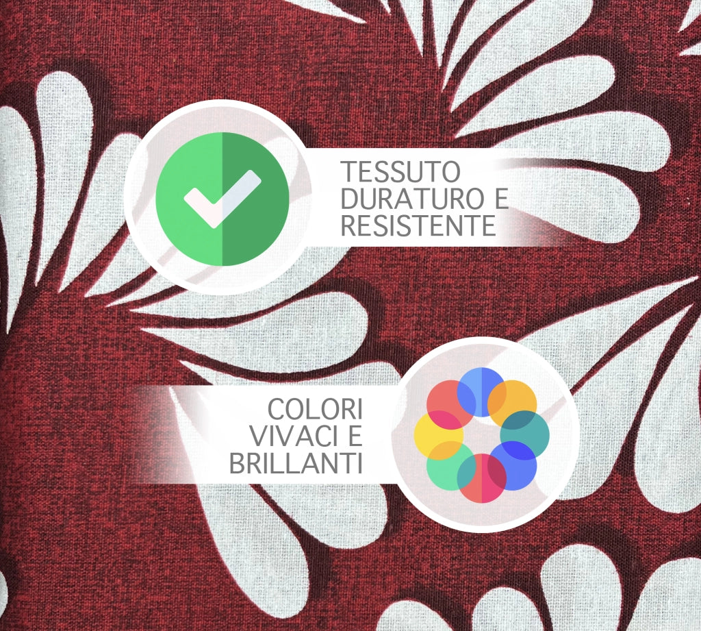 Telo Arredo In Cotone Panama Stampato Varie Fantasie GrandFoulard Copridivano Copriletto Sofà Prodotto Italiano Singolo e Matrimoniale  - Aria bordeaux - 1 Posto