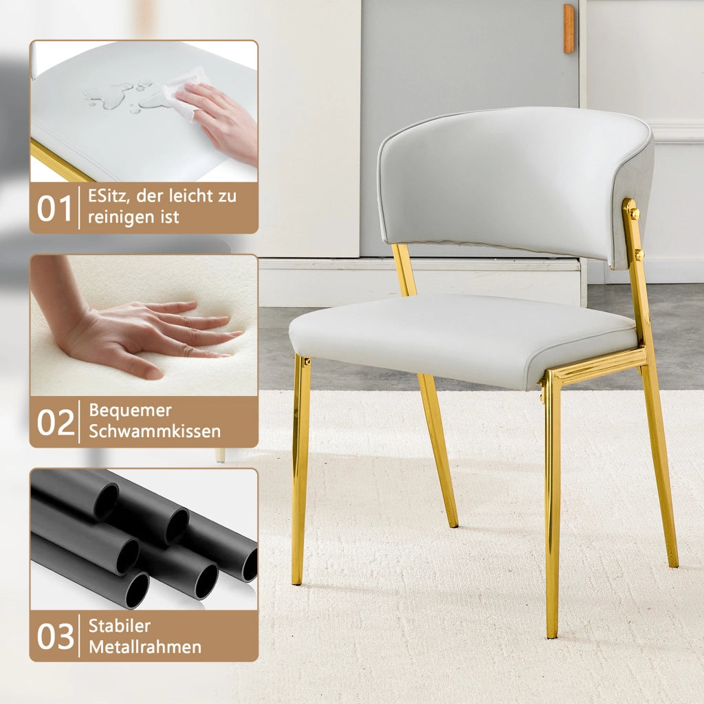 SEDIA da pranzo moderna, set da 2 pezzi, struttura in metallo, grigio chiaro