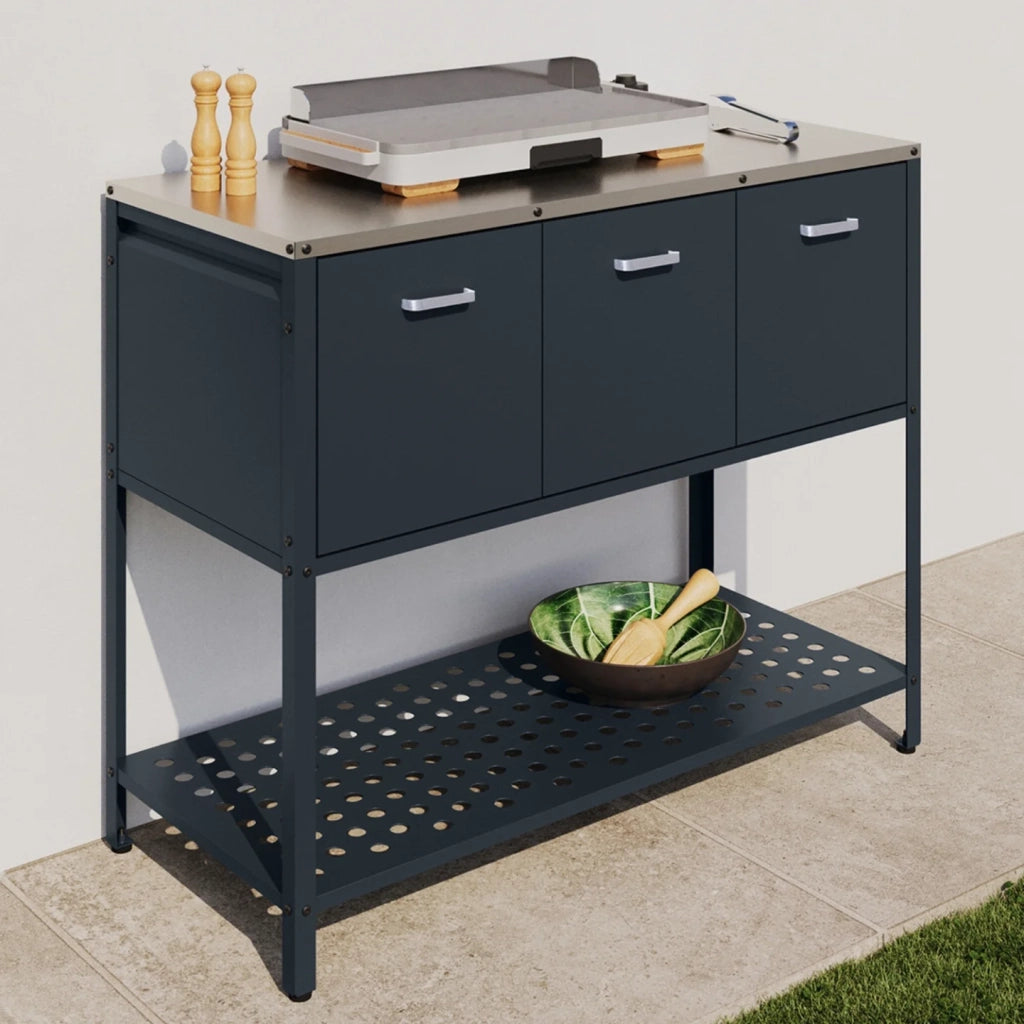 IDMarket - Cucina da esterno PAREO a 3 ante con 1 ripiano in acciaio grigio antracite