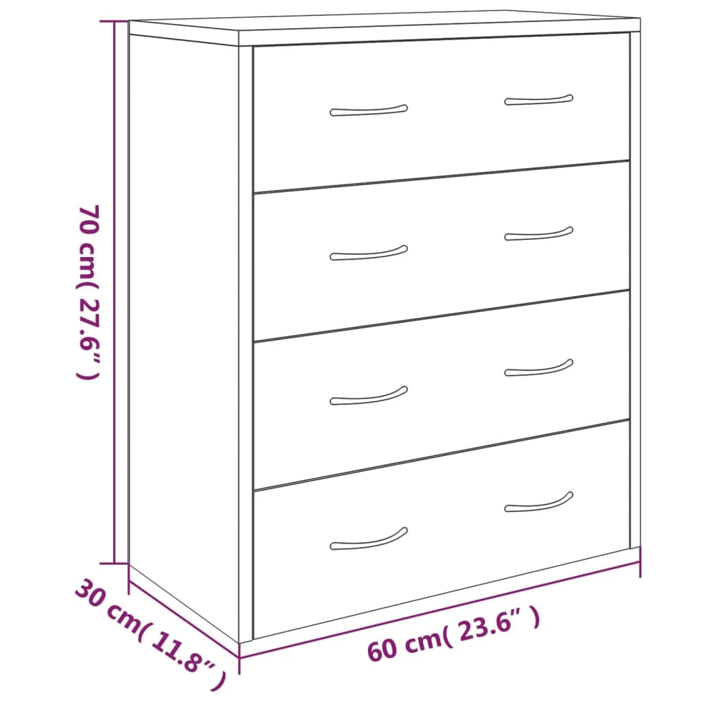 Buffet credenza cassettiera mobiletto mobile contenitore organizer per cucina soggiorno salotto con 4 cassetti 60 x 30,5 x 71 cm grigio cemento 02_0029753