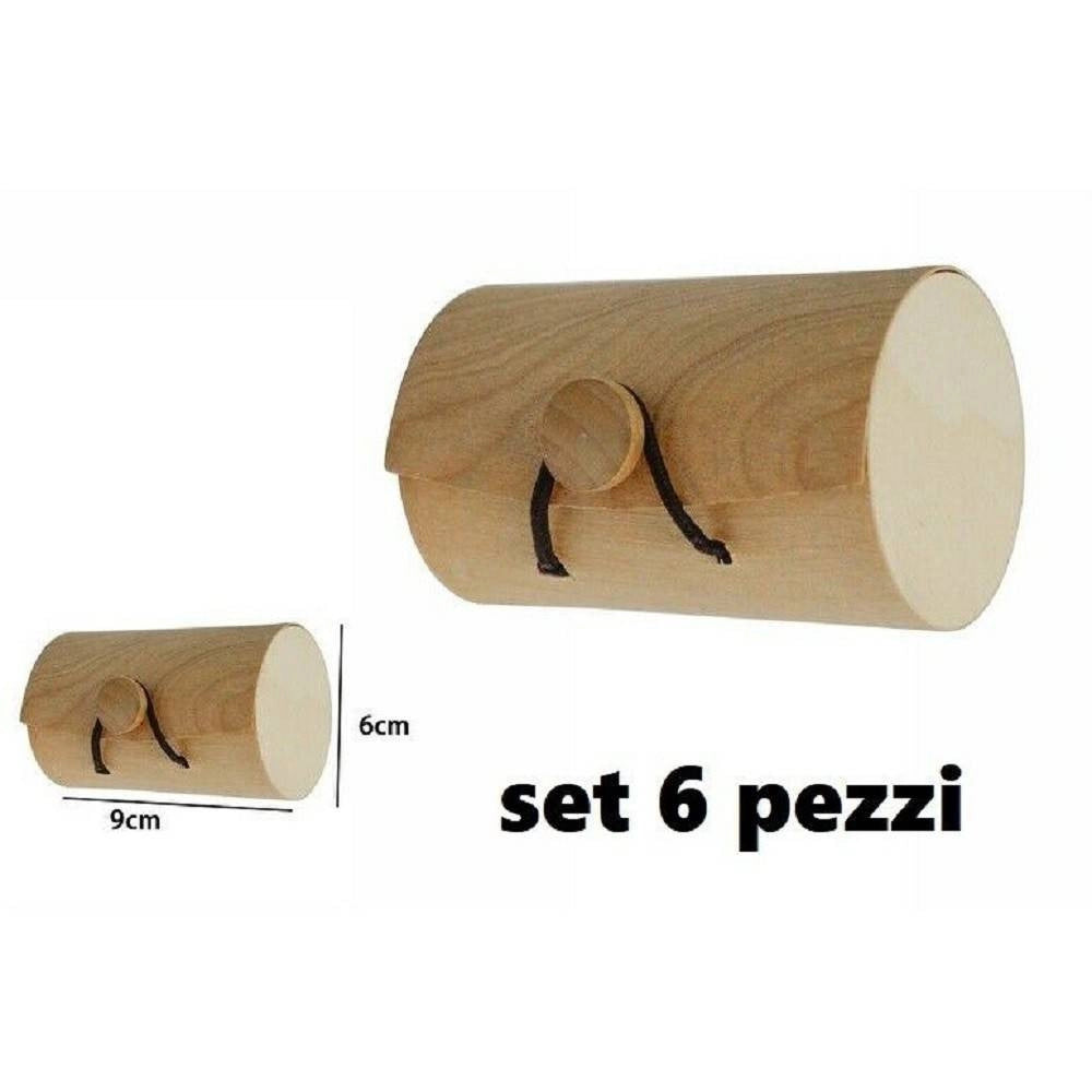 Trade Shop - Set 6 Scatole Box Astuccio In Legno Decoupage Portagioie Cofanetto 53487a -