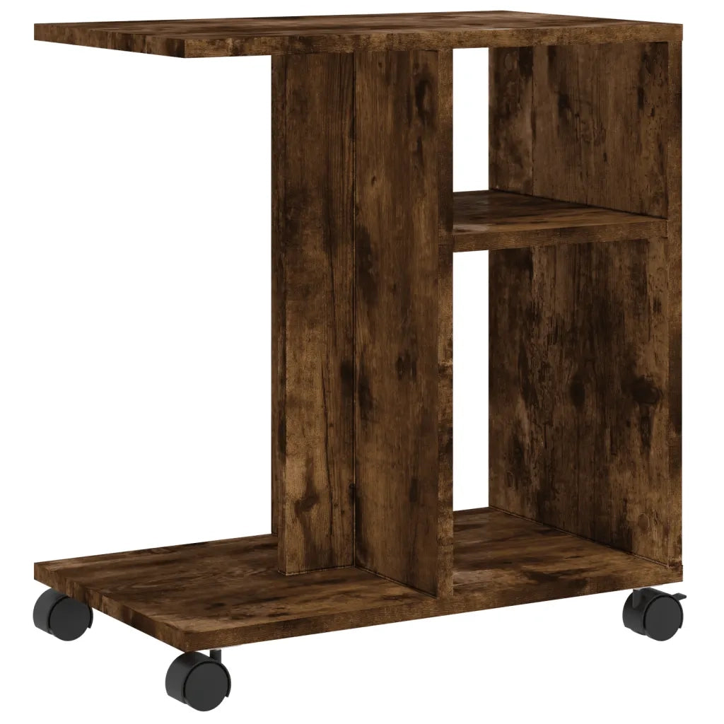 Tavolino | Tavolo laterale con Ruote Rovere Fumo 50x30x55 cm in Legno Multistrato