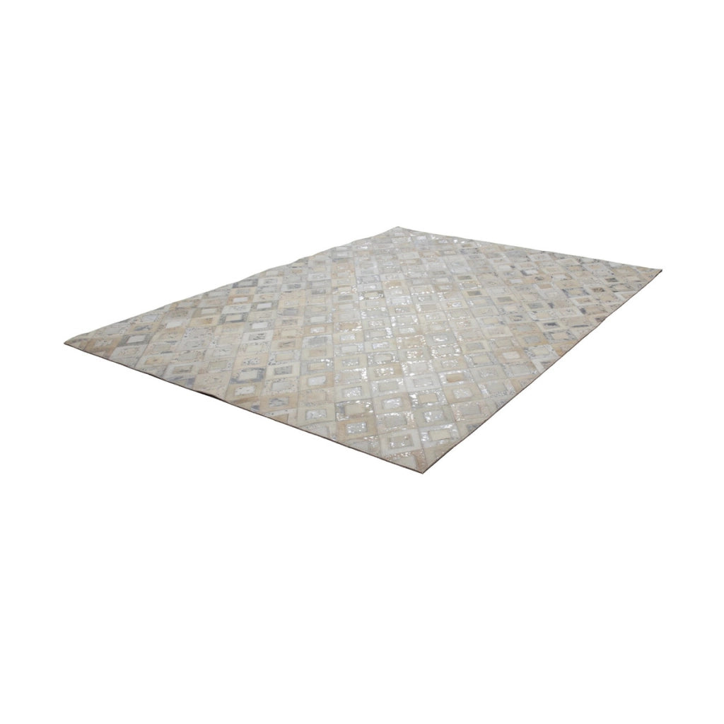 Tappeto in pelle Dazzle 100 grigio e argento in stile patchwork