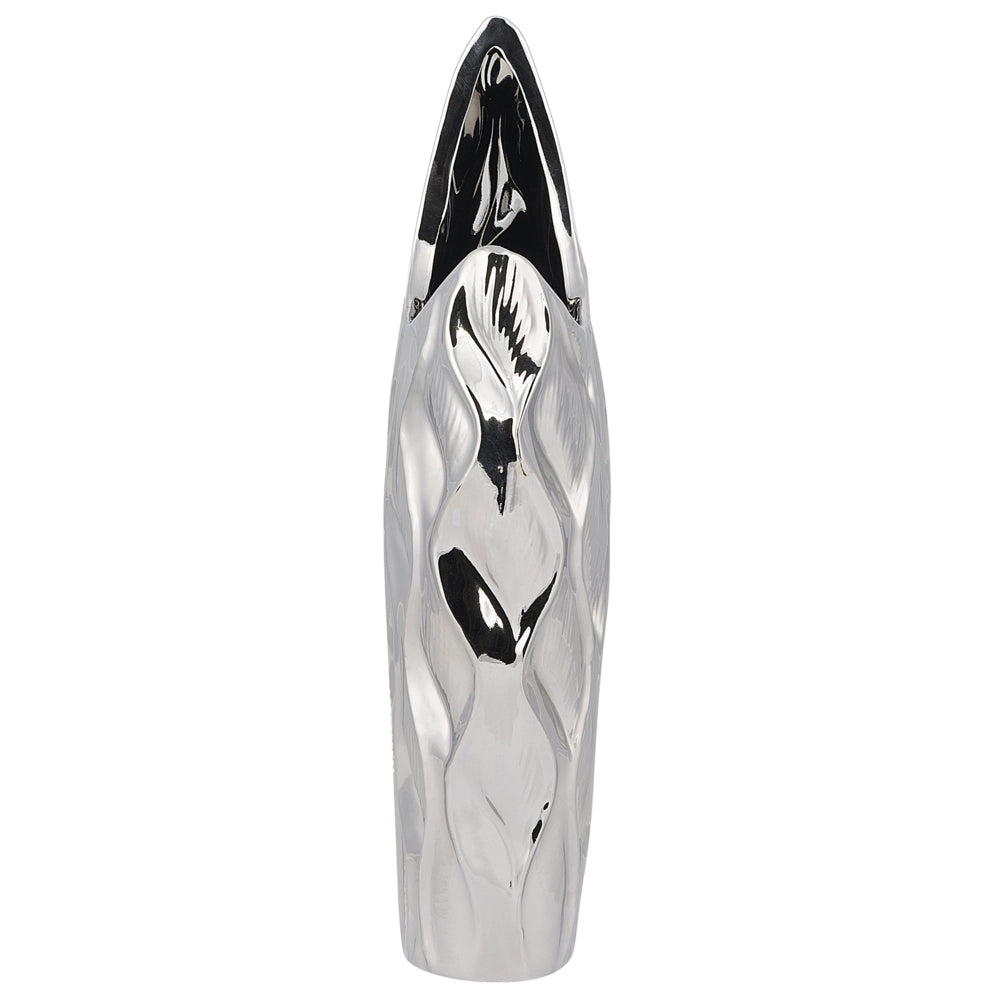 Vaso decorativo per fiori in gres porcellanato argento con motivo a nido d'ape Glamour