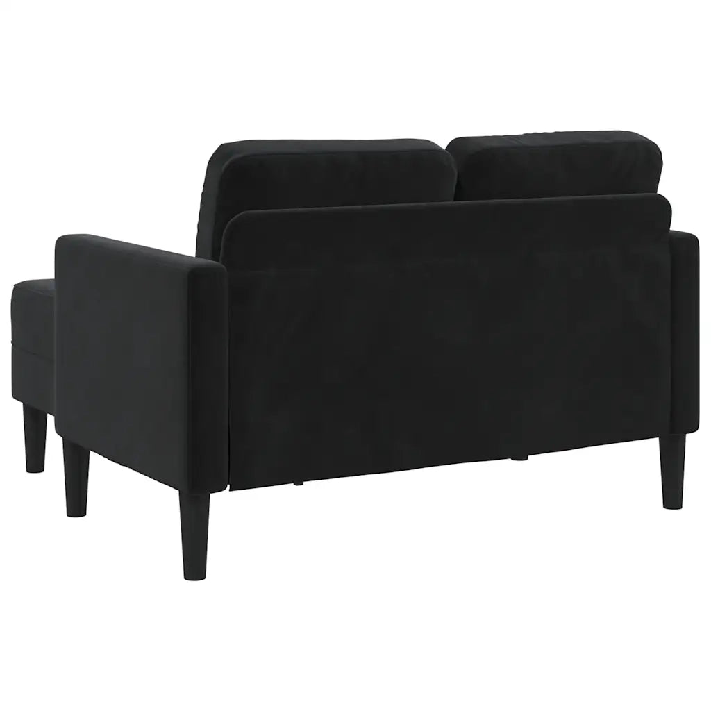 vidaXL Divano 2 Posti con Chaise longue a L Nero 125 cm Velluto