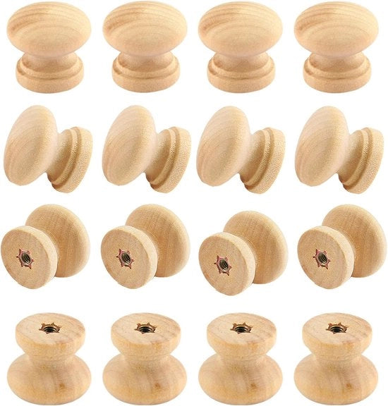 12 Pezzi di Pomo di Legno per Maniglie di Mobili - Tappi a Conico per Maniglie di Mobili da 12 pezzi