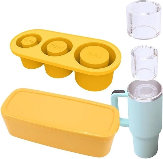 Igloo per gelo per bicchiere con contenitore e coperchio adatto per tazza Stanley (0,89-1,2L / 30-40oz) - Cilindro conica riciclabile per gelo per freezer - Modulo di gelo adatto per - Blocchi di gelo per bicchiere