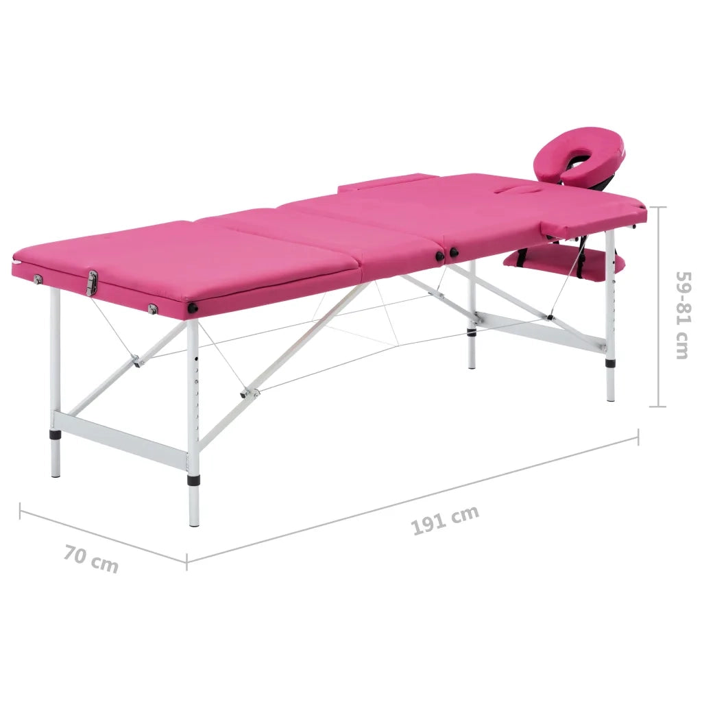 Lettino da Massaggio a 3 Sezioni in Alluminio Rosa CFW8945459