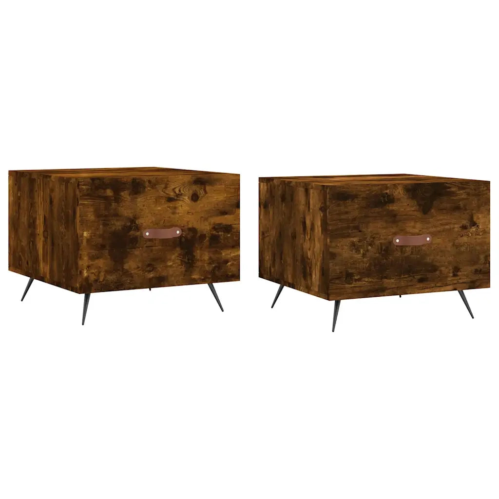 2 pz Tavolini salotto | Tavolino da caff¨¨ | Tavolino da Soggiorno Rovere Fumo 50x50x40cm Legno Multistrato