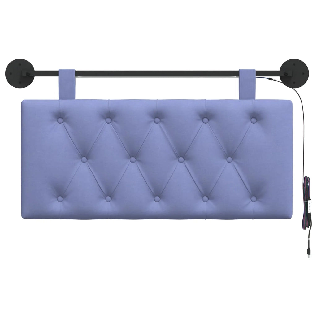 Testiera sospesa Con luce LED Blu jeans Tessuto