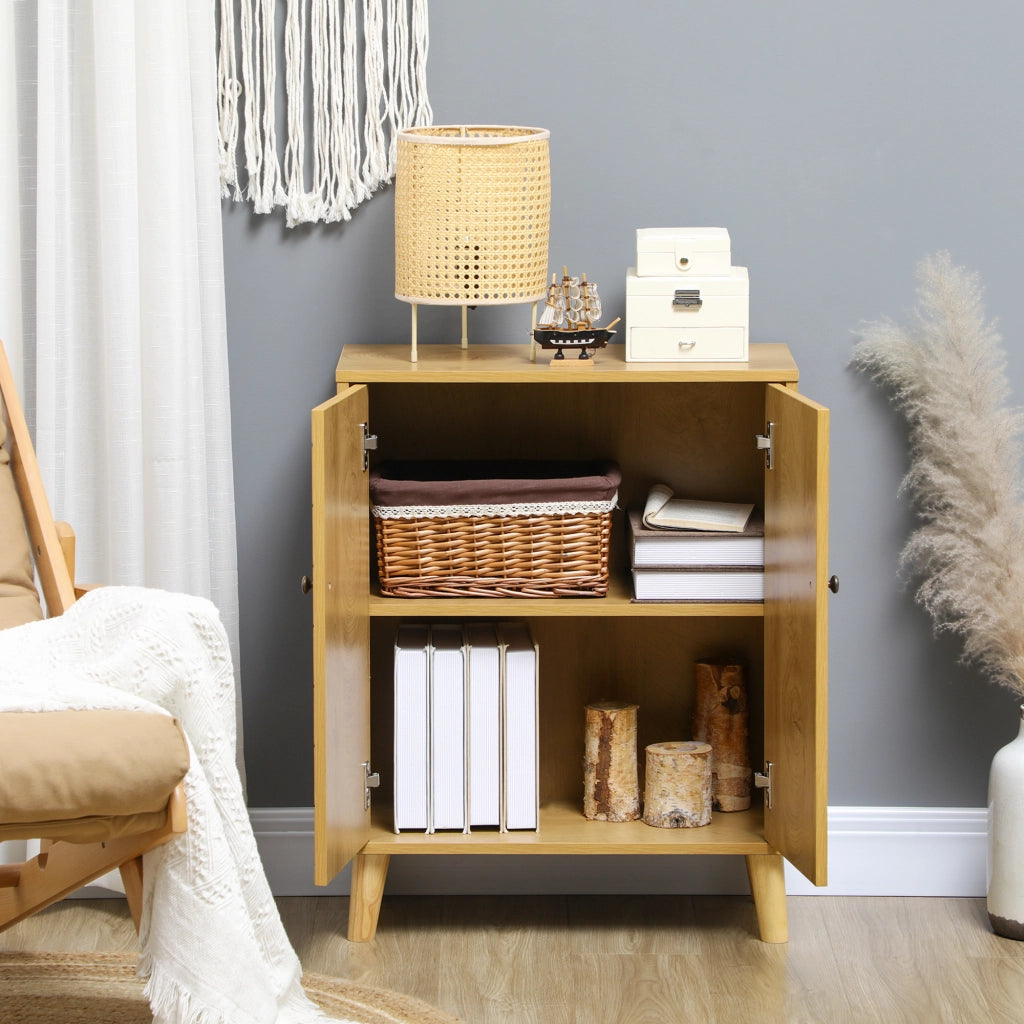 EasyComfort Mobile Multiuso Stile Vintage in Legno con Due Ripiani interni, 60x30x76cm
