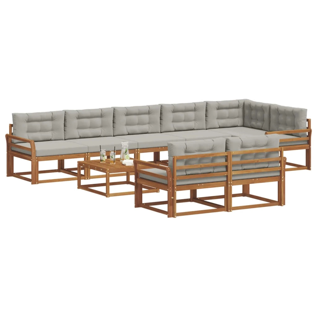 Set di divani da esterno 9 pcs Grigio Naturale e Chiaro 3367789