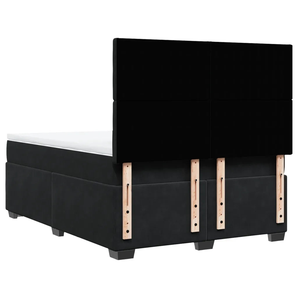 Giroletto a Molle con Materasso Nero 140x200 cm in Velluto