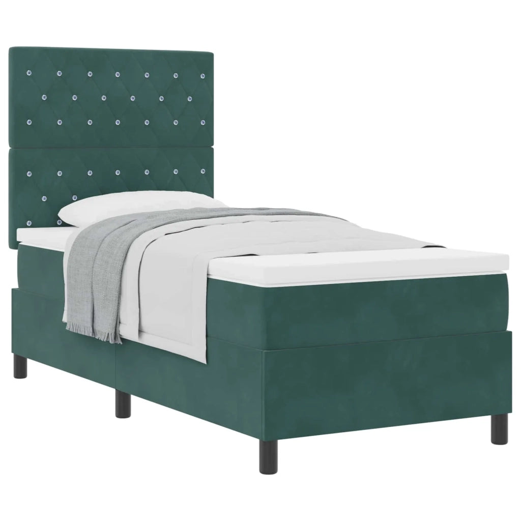 Letto a molle con materasso Verde Scuro 90 x 190 cm Tessuto 3339737