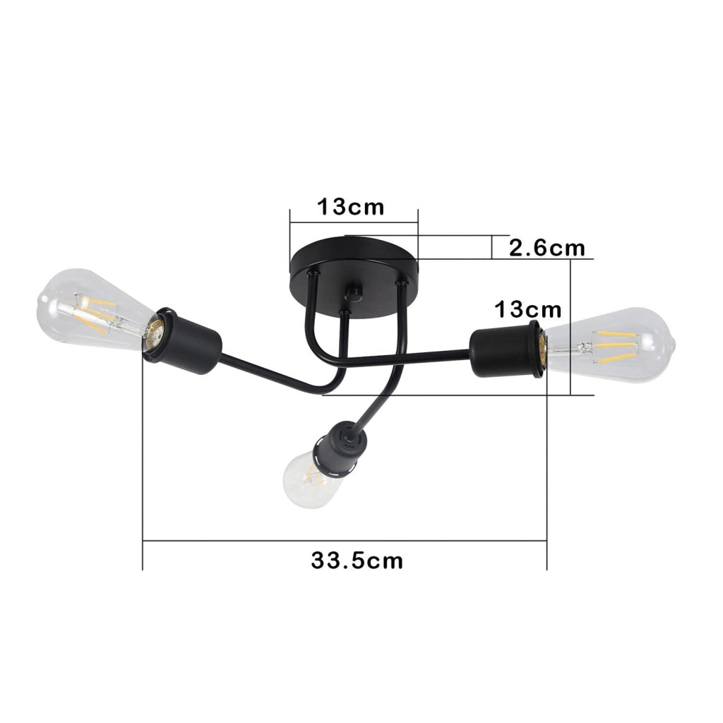 ZMH Lampada da soffitto 6 luci E27 stile industriale retrò nero metallo rustico per camera da letto ristorante