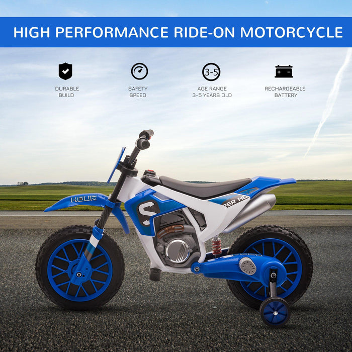 Moto Elettrica per Bambini 12V Motocross Blu