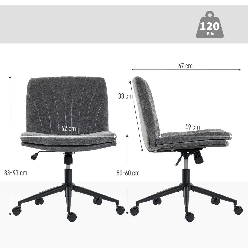 Sedia da Ufficio con Seduta Larga ¨C Zephmum ¨C Grigio, Tessuto, 65x65x110