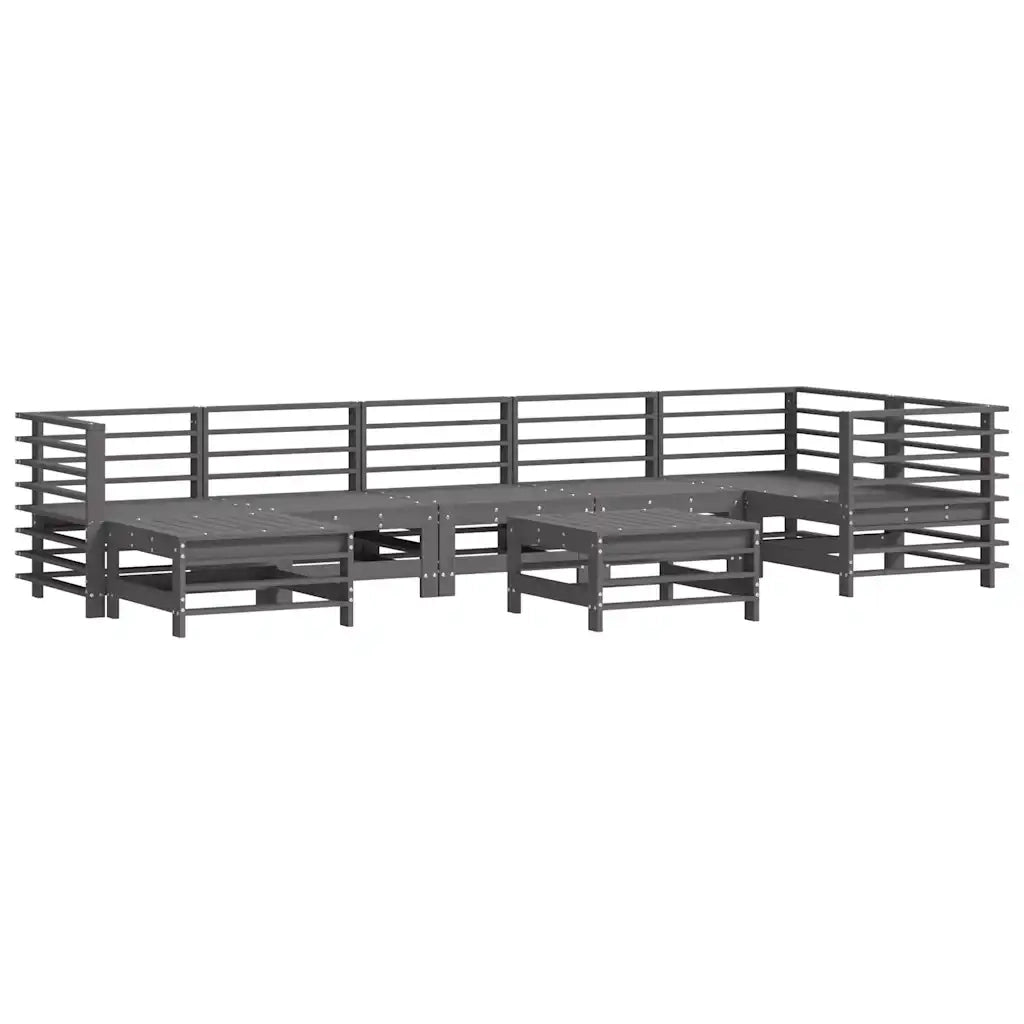Set Divani da Giardino 8pz con Cuscini in Legno Massello Grigio 3185880
