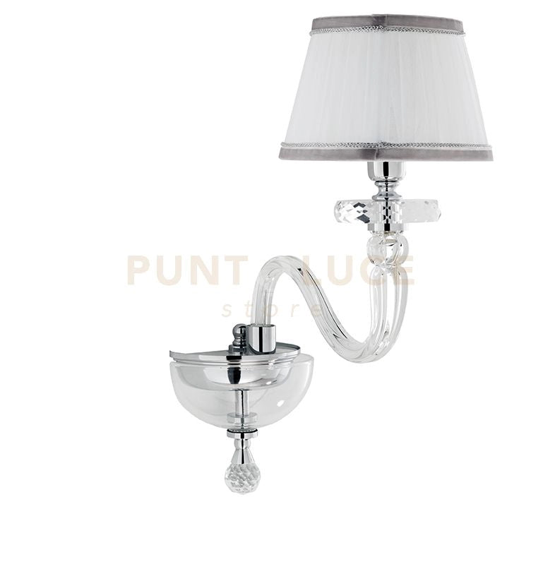 APPLIQUE BACH 1 LUCE CRISTALLO E CROMO H.36CM CON PARALUME
