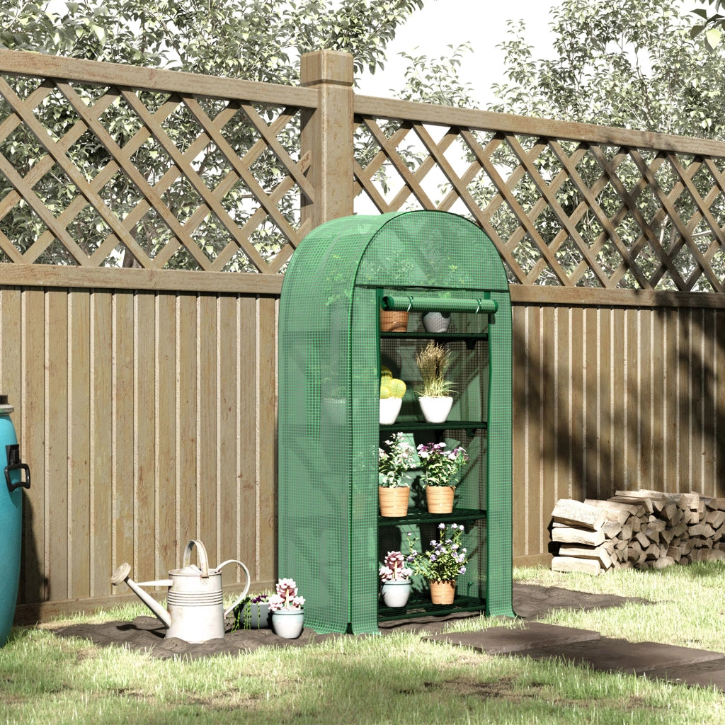 Serra da giardino e balcone ¨C zephmum ¨C verde, 4 ripiani, copertura in PE, 80x49x160 cm