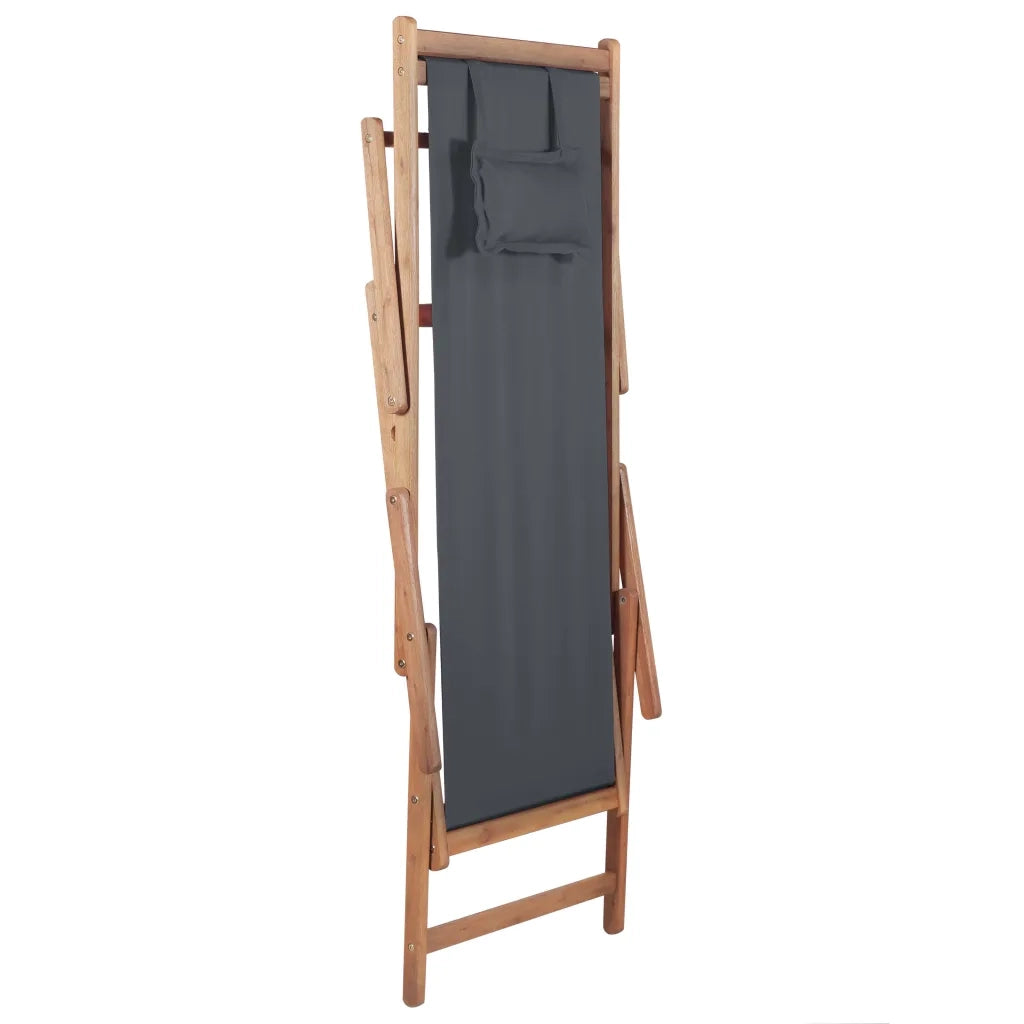 Sdraio da Spiaggia Pieghevole Telaio in Legno e Tessuto Grigio CFW8598884