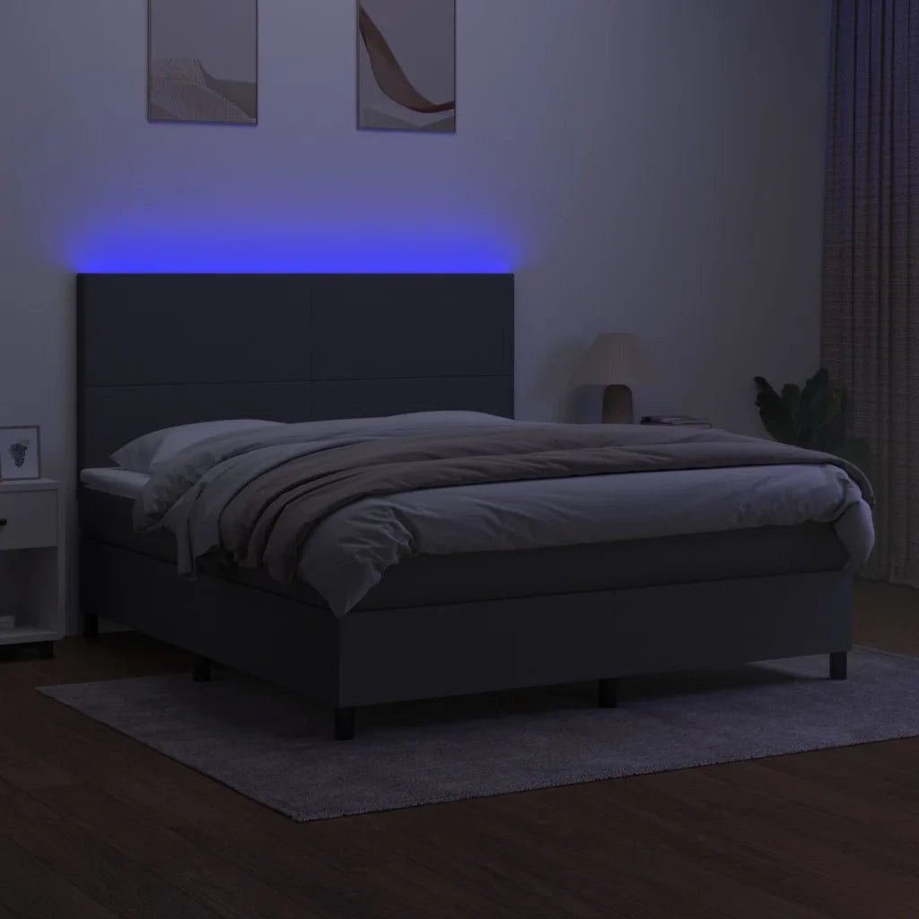 Letto a Molle Materasso e LED Grigio Scuro 160x200cm in Tessuto cod mxl 36739