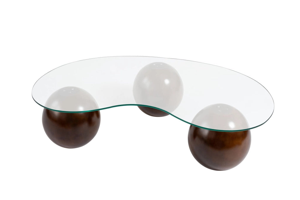 Tavolino in vetro "Sphere" - 120 x 70 x 30 cm - Marrone