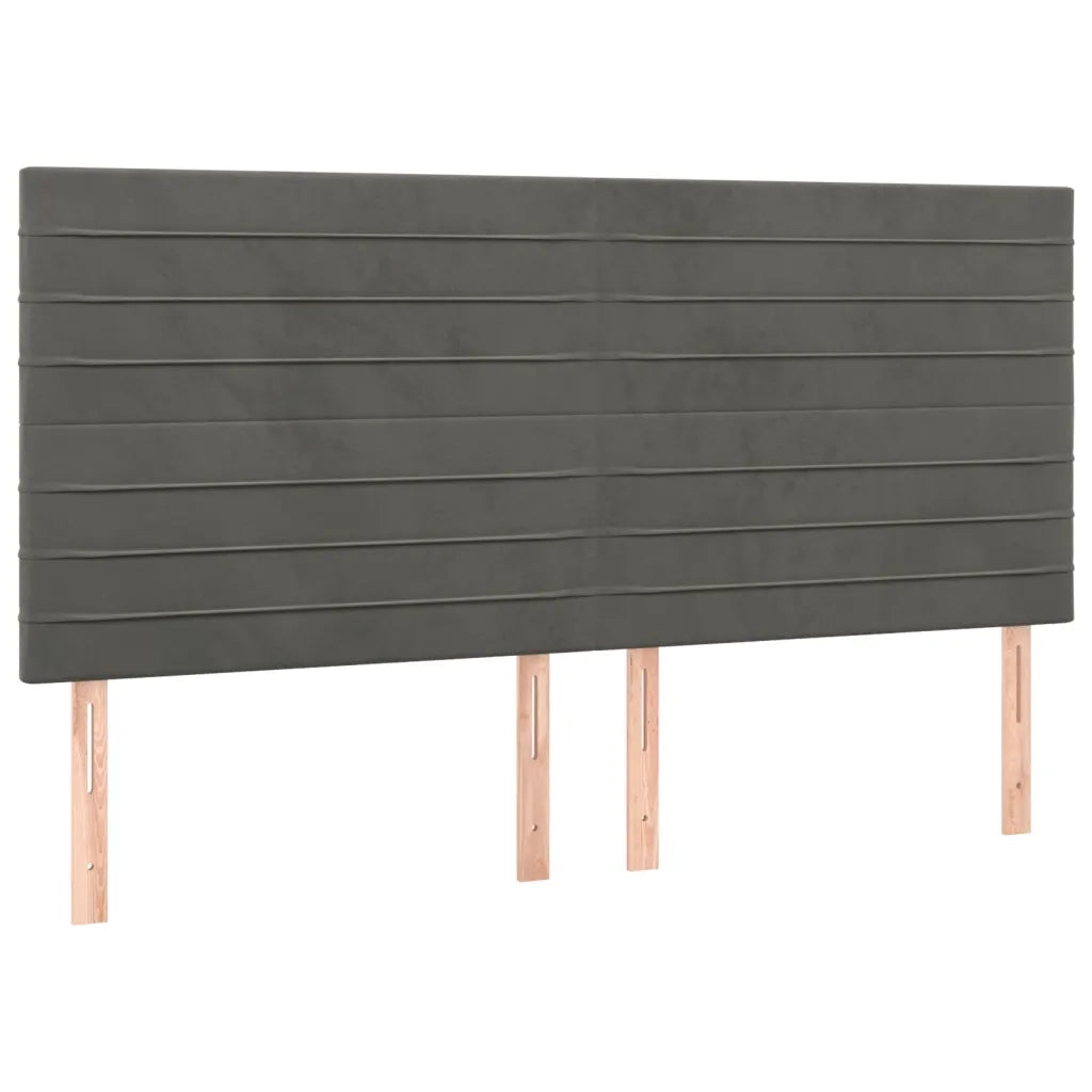 Testiera-Testata Decorativa Grigio Scuro 200x5x118/128 cm Velluto 436826