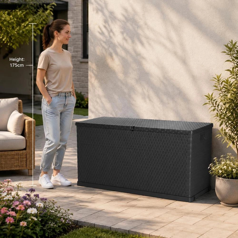 Garden Storage Box, Anthracite, 120x56x63 Cm, PP Rattan