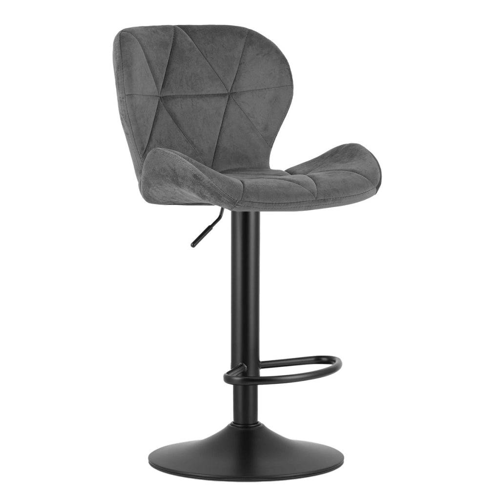 Sgabello da bar West in velluto grigio con base nera
