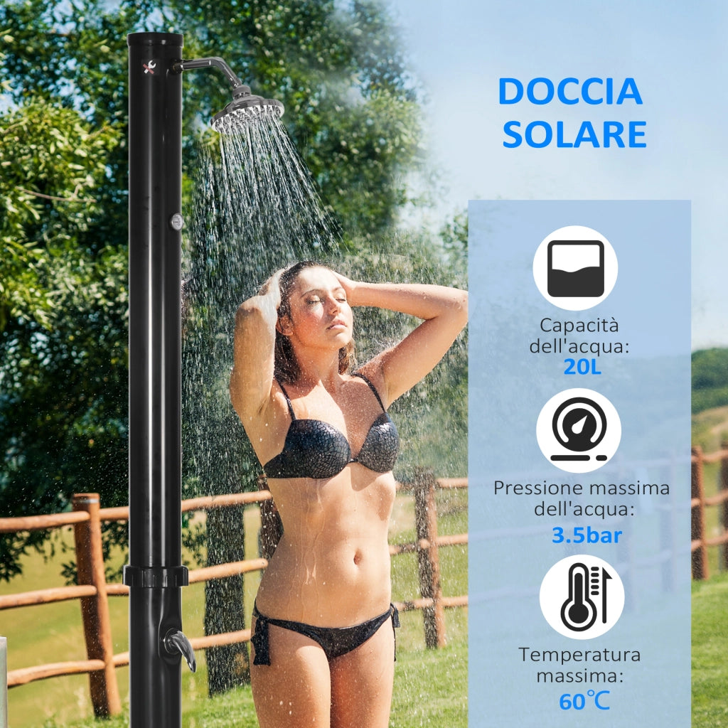 Doccia Solare ¨C zephmum ¨C Nero, Lega di Zinco, Temperatura Regolabile, 15.5x15.5x222 cm